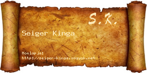 Seiger Kinga névjegykártya